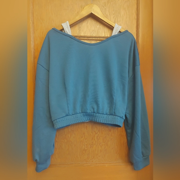 Cider Blue Oversized Sweatshirt w/ Built in Tank - Picture 4 of 5